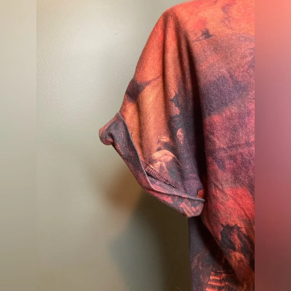 Allsaints graphic Tee Horses Eagle desert print XS/S Orange shirt womens - Picture 3 of 9